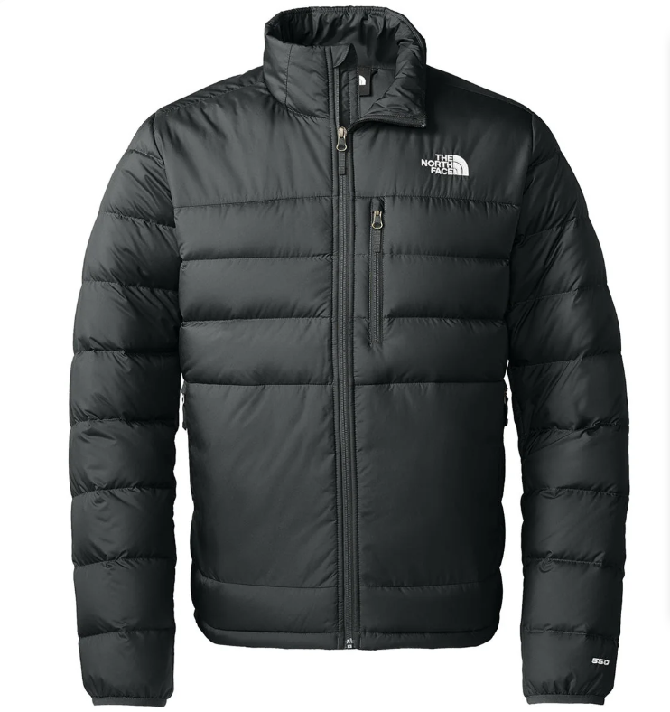 The North Face Black Chest-Pocket Stand-Collar Puffer Jacket
