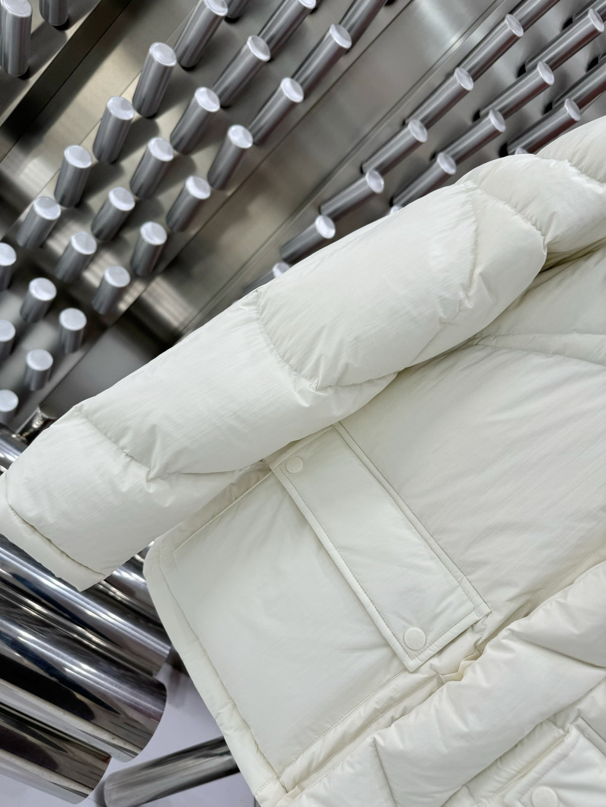 Moncler Off-White Hooded Quilted Puffer Jacket
