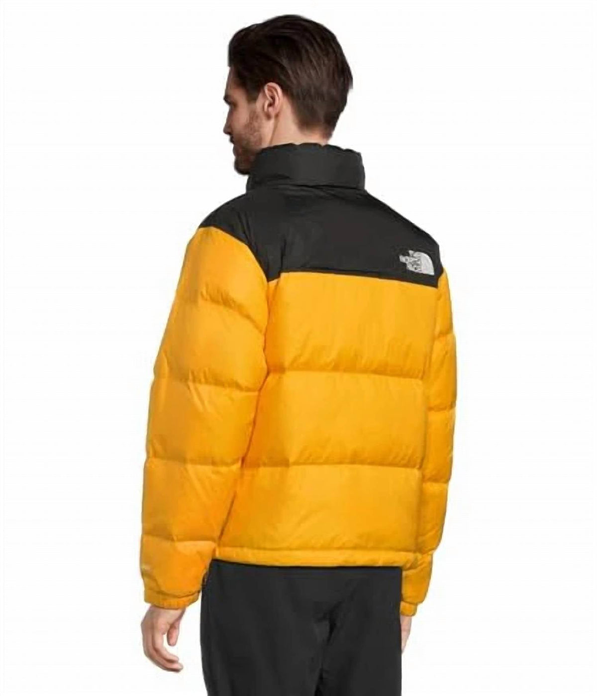 The North Face Yellow and Black Colorblock Puffer Jacket