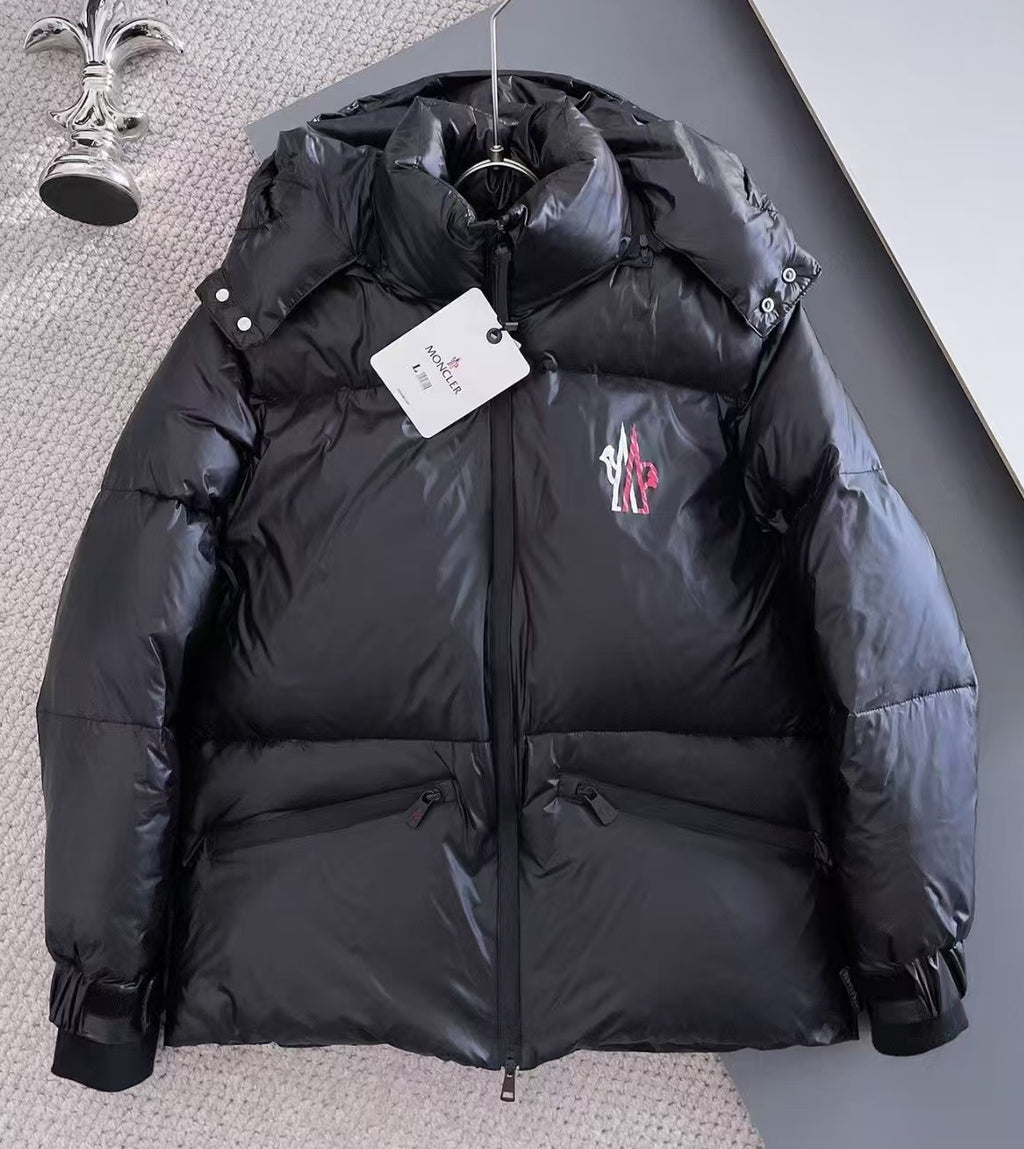 Moncler Black Logo Hooded Puffer Jacket