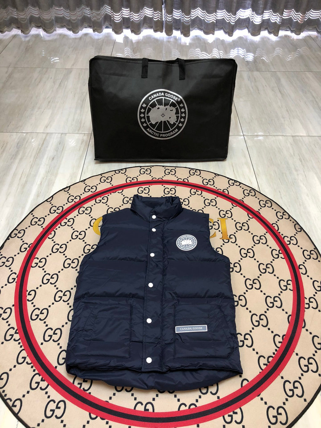 Canada Goose Puffer Vest in Navy with Stand Collar