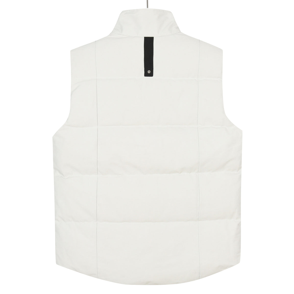 Moose Knuckles Puffer Vest in White with Tonal Logo and Stud Details