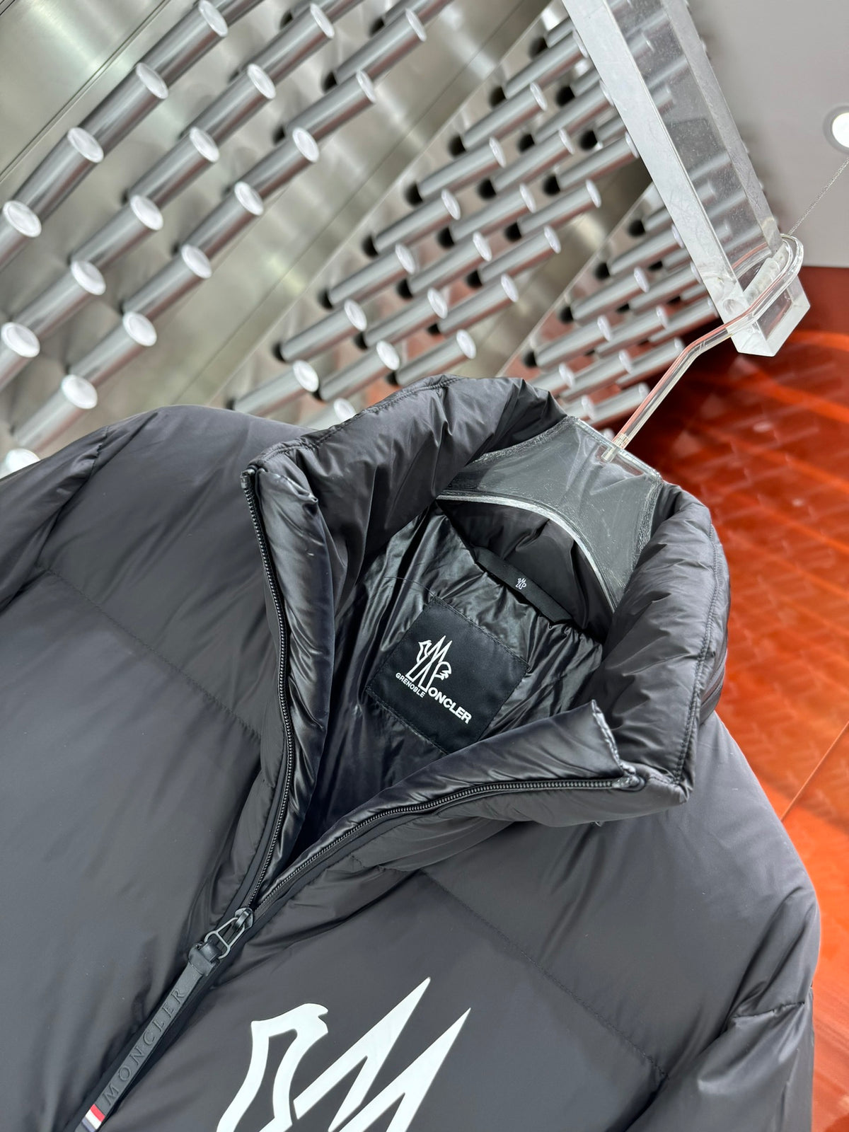 Moncler Black Graphic Stand-Collar Puffer Jacket