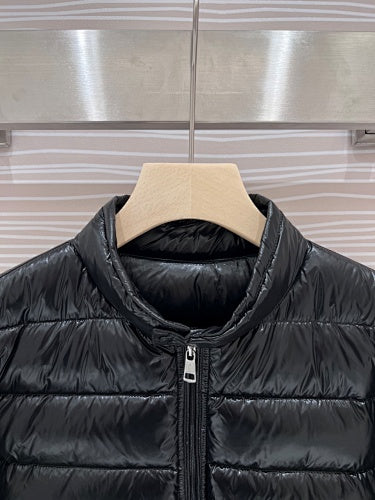 Moncler Black Glossy Stand-Collar Puffer Jacket