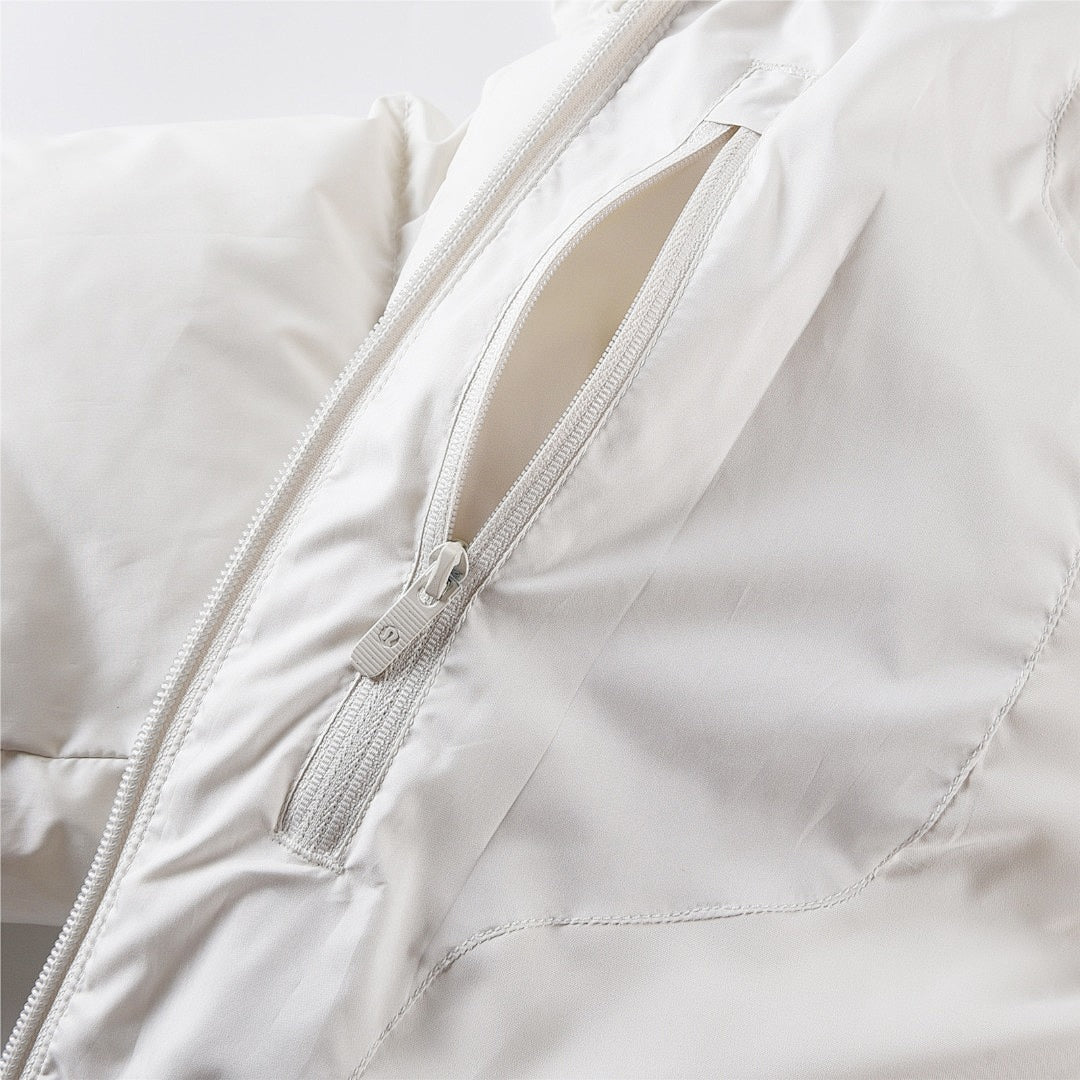 lululemon Ivory Cropped Hooded Puffer Jacket
