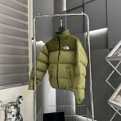 The North Face Olive Green Colorblock Stand-Collar Puffer Jacket