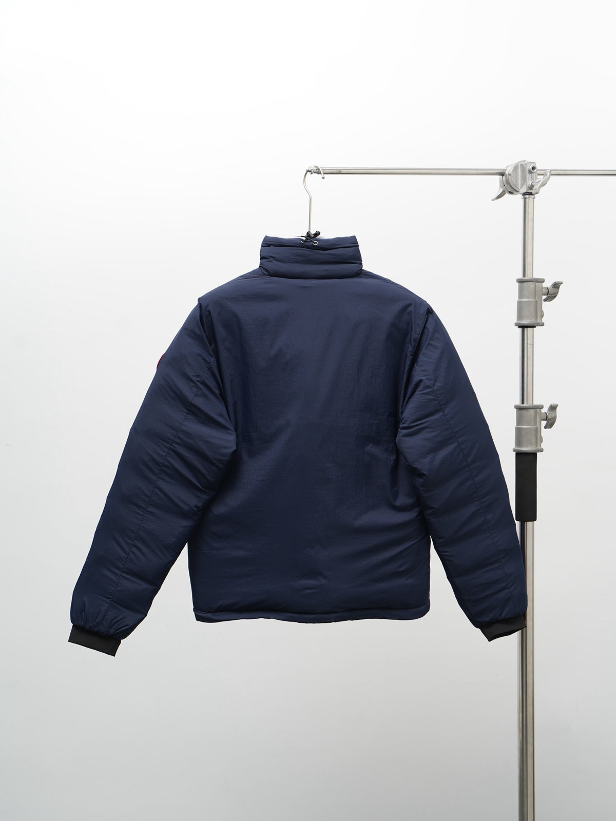 Canada Goose Puffer Jacket in Navy Blue with Stand Collar and Chest Zip Pocket