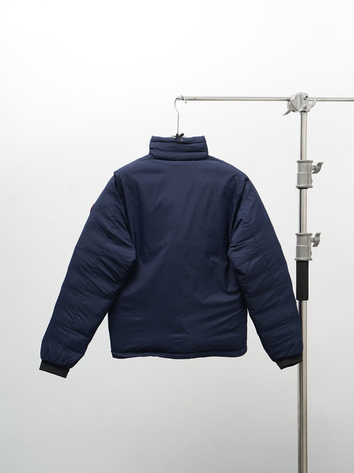 Canada Goose Puffer Jacket in Navy Blue with Stand Collar and Chest Zip Pocket
