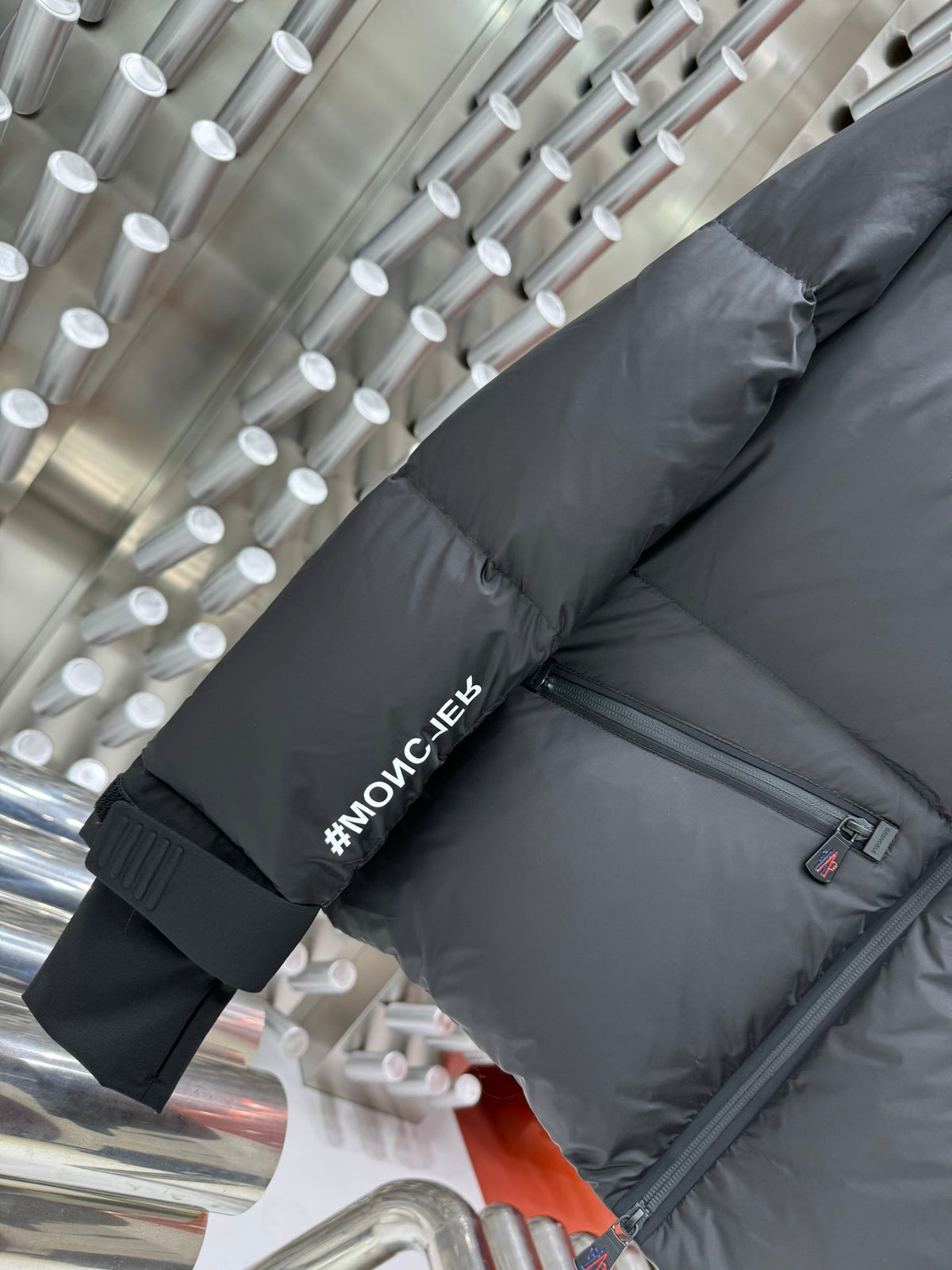 Moncler Black Graphic Stand-Collar Puffer Jacket