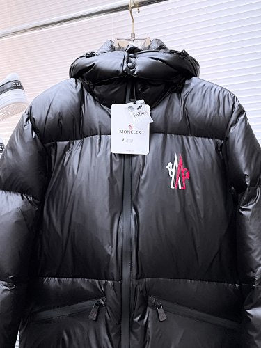 Moncler Black Logo Hooded Puffer Jacket