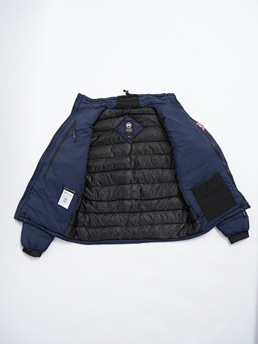 Canada Goose Puffer Jacket in Navy Blue with Stand Collar and Chest Zip Pocket
