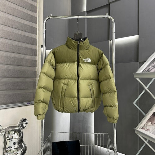 The North Face Olive Green Colorblock Stand-Collar Puffer Jacket