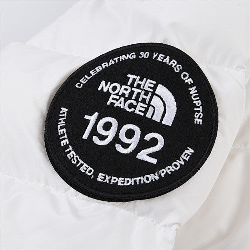 The North Face White and Gray Colorblock Nuptse Puffer Jacket
