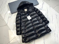 Moncler Black Glossy Long Hooded Puffer Coat