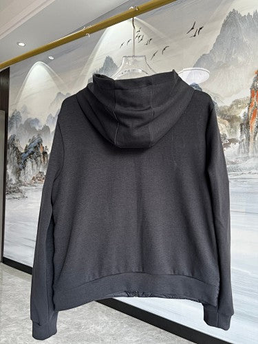 Moncler Black Striped Hooded Hybrid Quilted Jacket