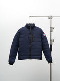Canada Goose Puffer Jacket in Navy Blue with Stand Collar and Chest Zip Pocket