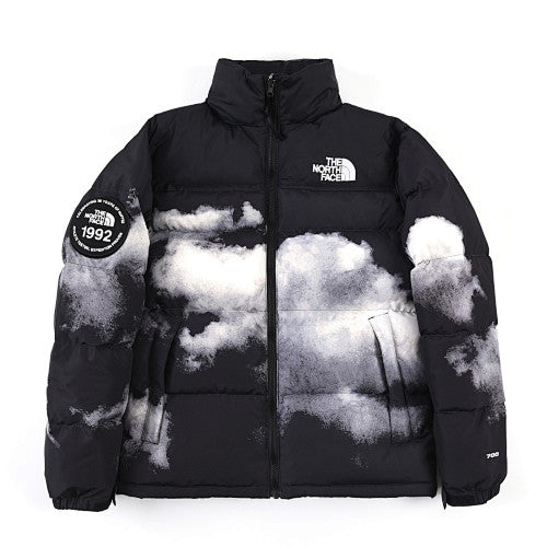 The North Face Black Cloud-Print Nuptse Puffer Jacket