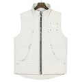 Moose Knuckles Puffer Vest in White with Tonal Logo and Stud Details
