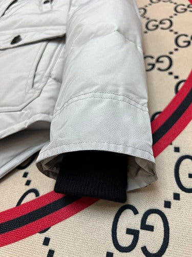 Moose Knuckles Light Gray Plush-Trim Hooded Parka