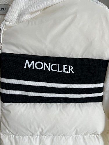 Moncler White Hooded Hybrid Quilted Jacket
