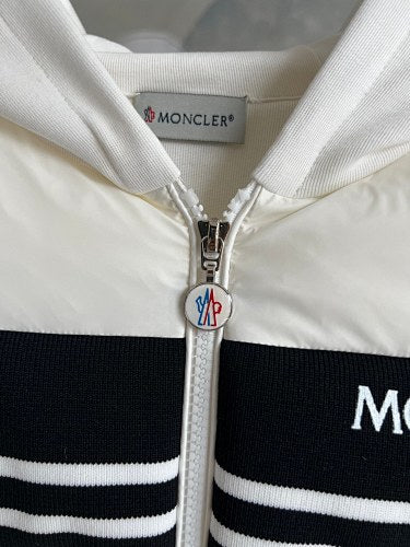 Moncler White Hooded Hybrid Quilted Jacket