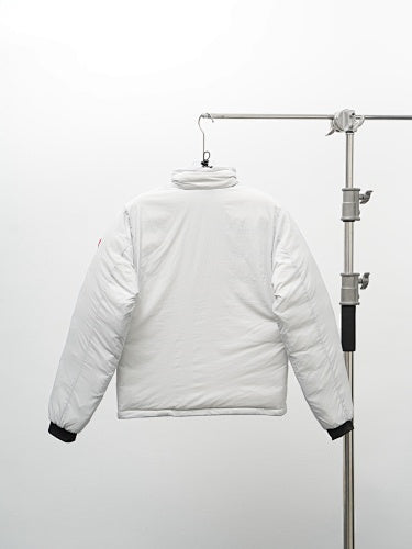 Canada Goose Puffer Jacket in White with Stand Collar and Chest Zip Pocket