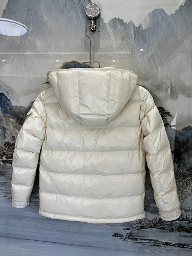 Moncler Off-White Glossy Hooded Puffer Jacket
