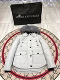 Moose Knuckles Light Gray Plush-Trim Hooded Parka