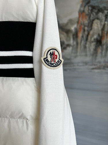 Moncler White Hooded Hybrid Quilted Jacket