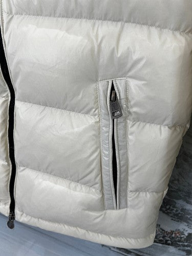 Moncler Off-White Glossy Hooded Puffer Jacket