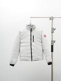 Canada Goose Puffer Jacket in White with Stand Collar and Chest Zip Pocket