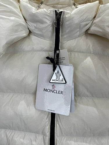 Moncler Off-White Glossy Hooded Puffer Jacket