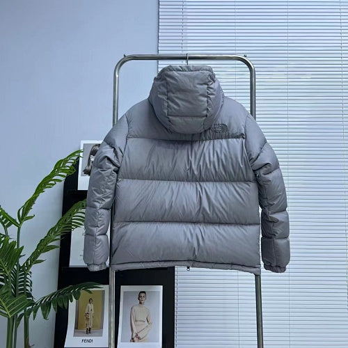 The North Face Gray Colorblock Hooded Puffer Jacket