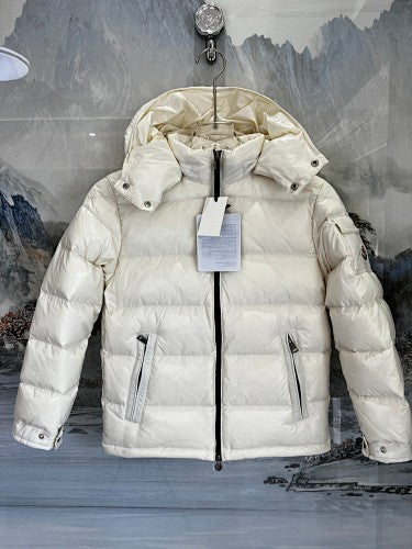 Moncler Off-White Glossy Hooded Puffer Jacket