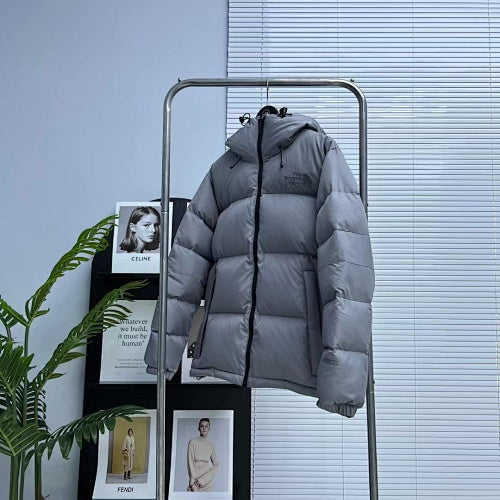 The North Face Gray Colorblock Hooded Puffer Jacket