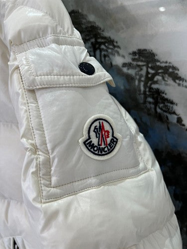 Moncler Off-White Glossy Hooded Puffer Jacket