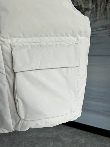 MLB White B Logo Quilted Puffer Vest with Oversized Back Graphic