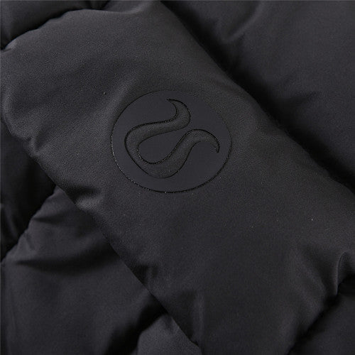 lululemon Cropped Puffer Jacket in Black with Hood and Tonal Logo