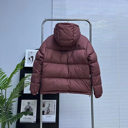 The North Face Burgundy Hooded Puffer Jacket