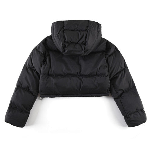 lululemon Cropped Puffer Jacket in Black with Hood and Tonal Logo