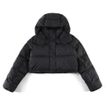 lululemon Cropped Puffer Jacket in Black with Hood and Tonal Logo