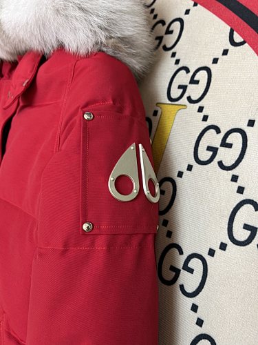 Moose Knuckles Red Chest-Zip Plush-Trim Hooded Parka