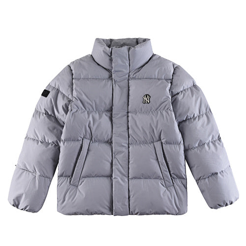 MLB Gray New York Yankees Stand-Collar Puffer Jacket