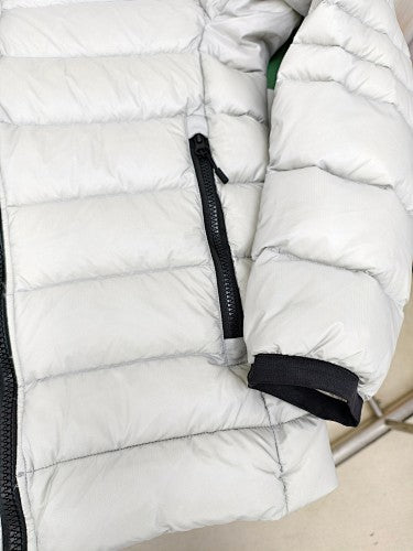 Canada Goose Puffer Jacket in White with Stand Collar and Classic Logo Patch