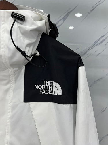 The North Face White and Black Colorblock Hooded Jacket