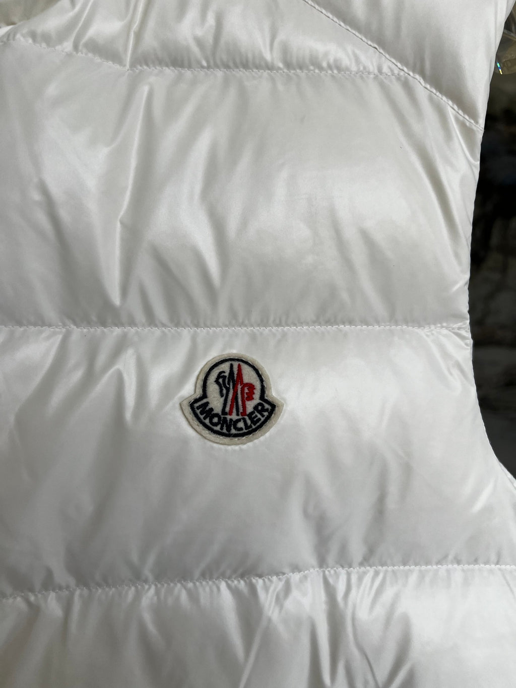 Moncler Puffer Vest in White with Glossy Finish
