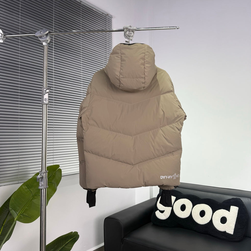 Moncler Beige Graphic Hooded Puffer Jacket