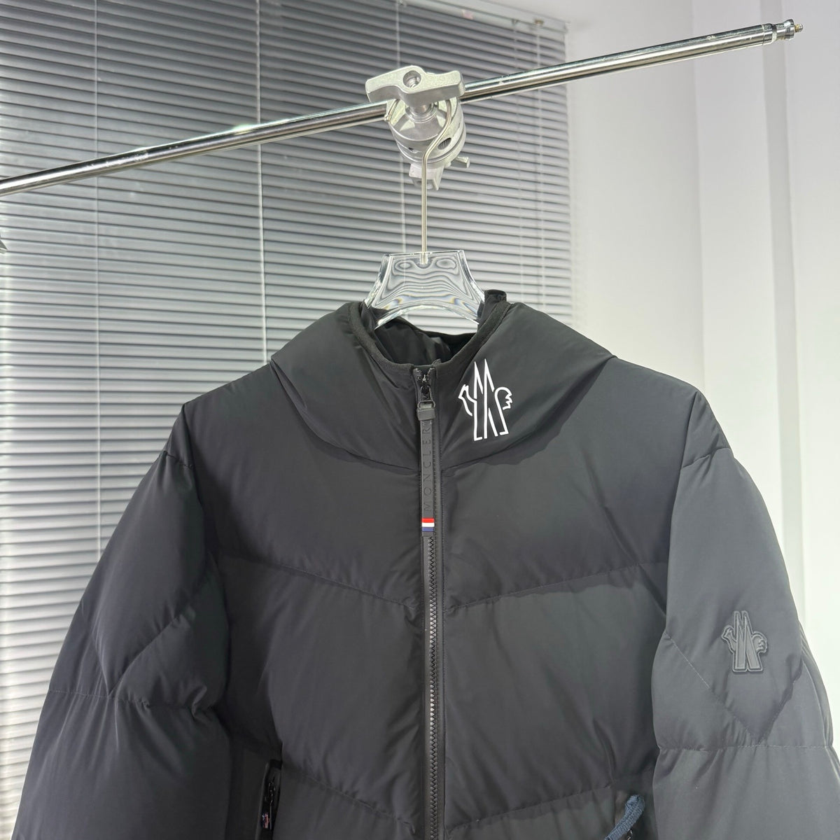 Moncler Black Graphic Hooded Puffer Jacket
