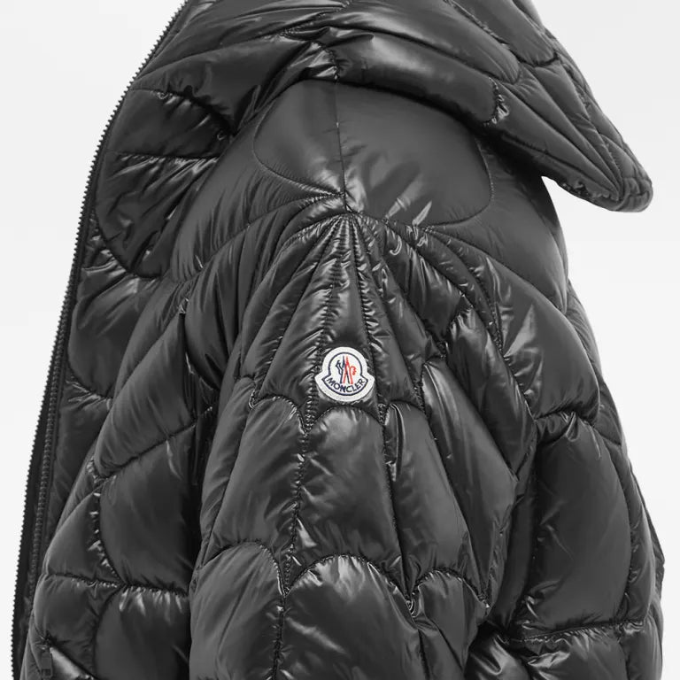 Moncler Black Geometric Quilted Hooded Puffer Jacket