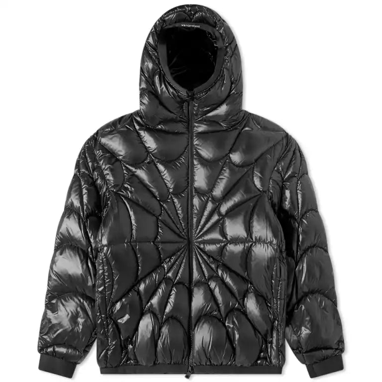 Moncler Black Geometric Quilted Hooded Puffer Jacket